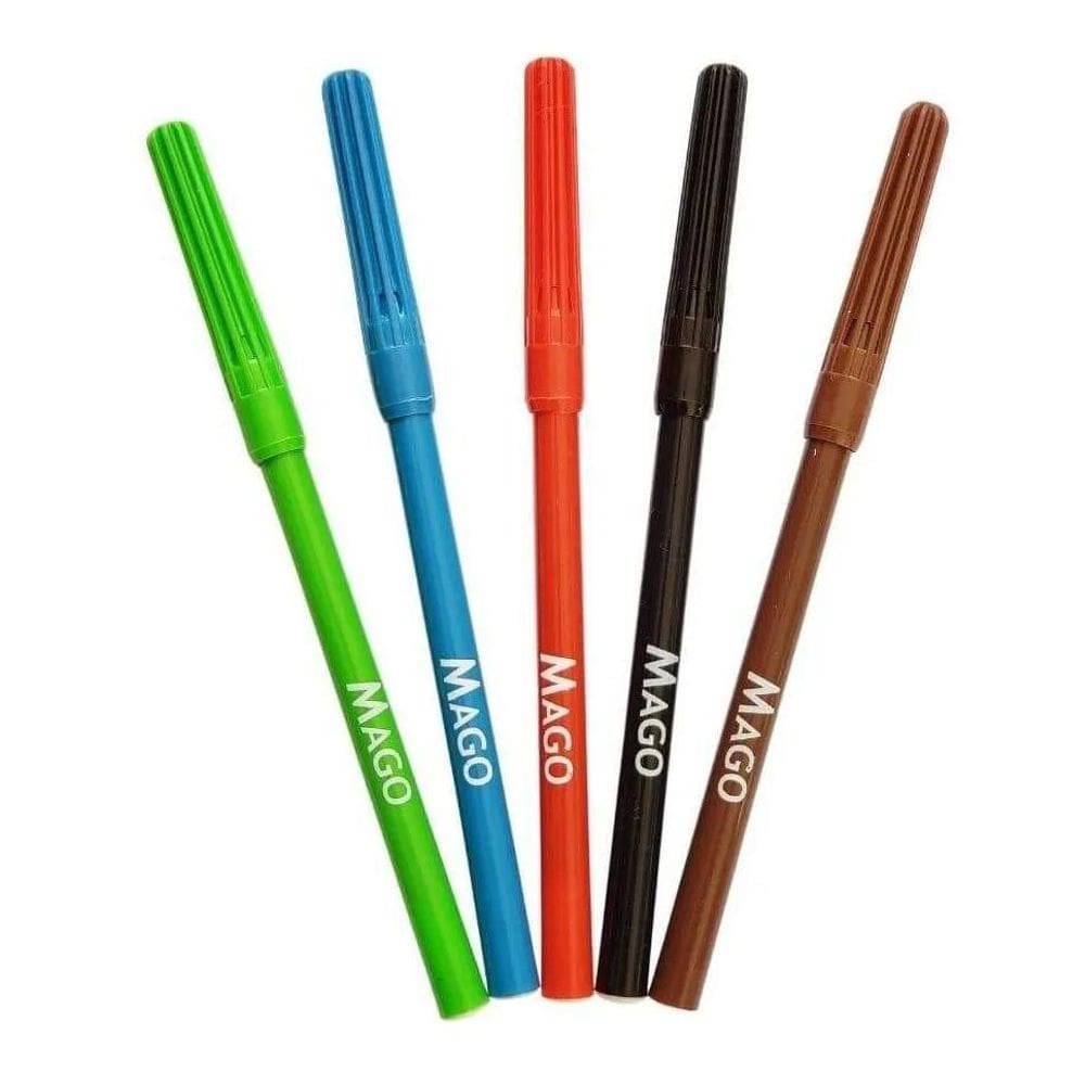 Kit Canetas Alimentícia Ponta Fina 5 Cores Recarregável Mago