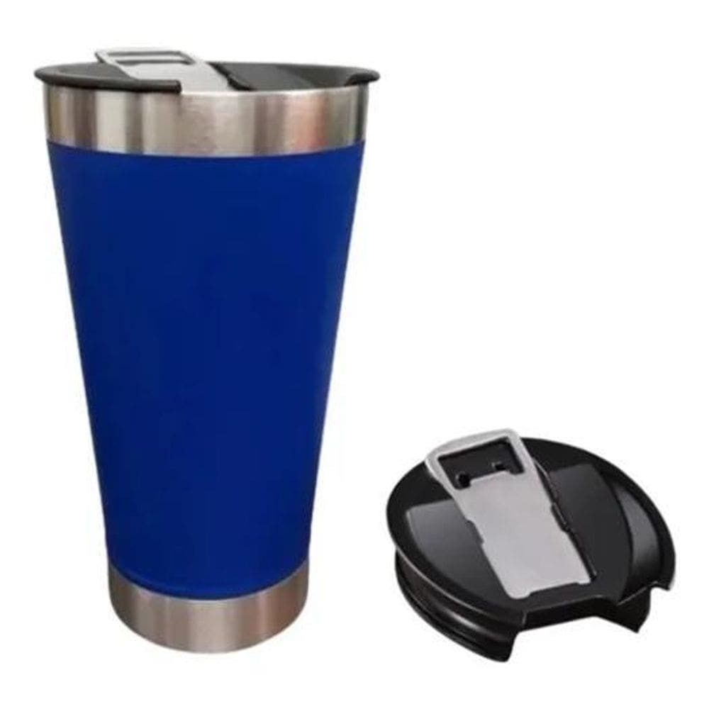 Copo Térmico Cerveja Chopp Inox Com Tampa E Abridor 473Ml Co