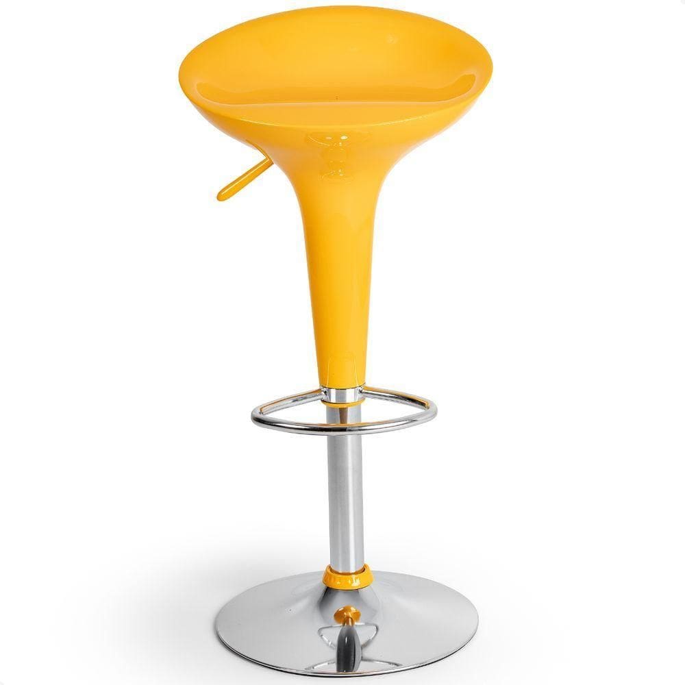 Banqueta Giratória Alta Tulipa Lotus Assento Abs Amarelo