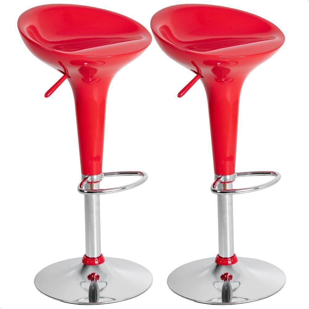 Banquetas Giratória Alta Tulipa Lotus Assento Abs Kit 02 Un Vermelho