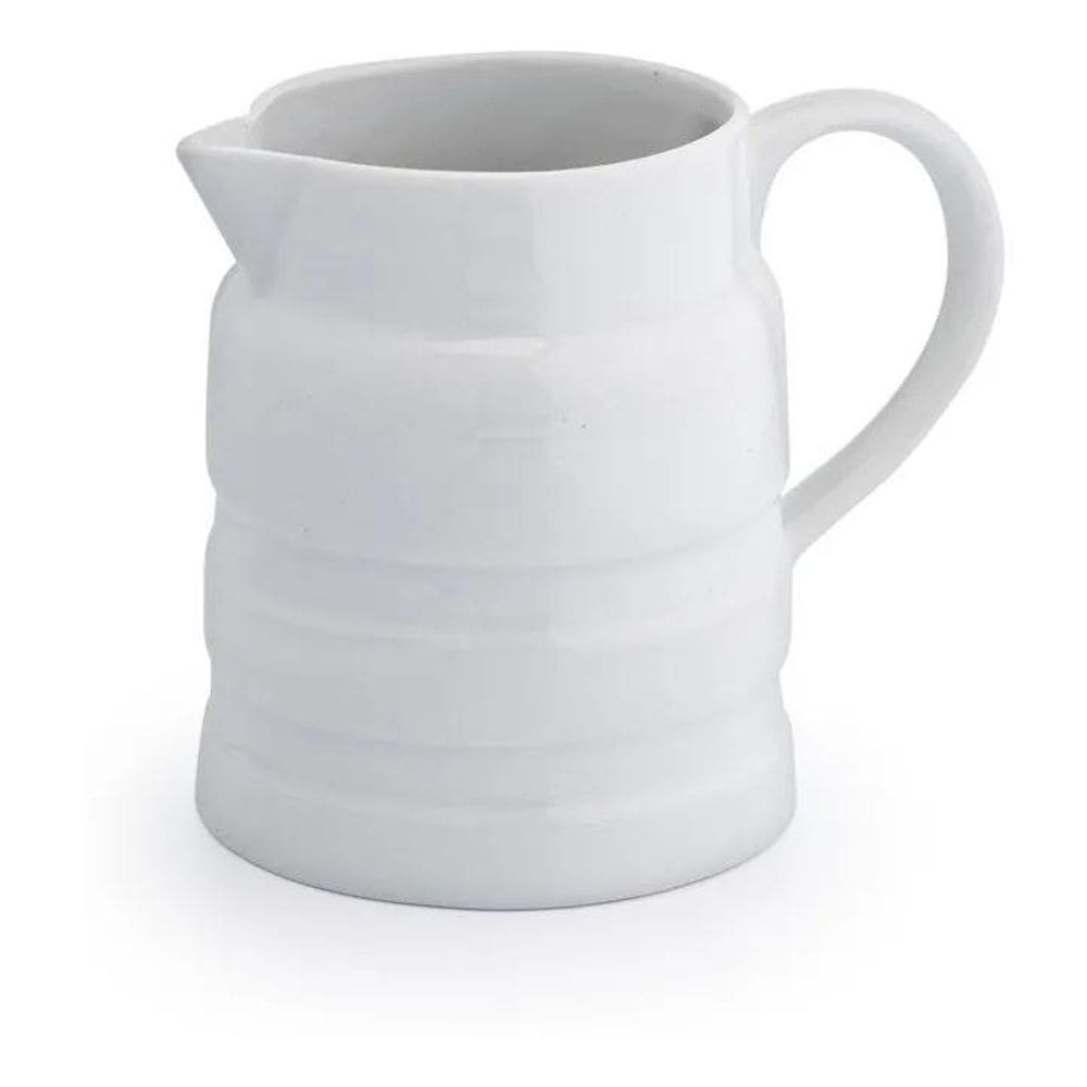 Jarrinha Canelada 300Ml Agua Suco Leiteira Porcelana Branca
