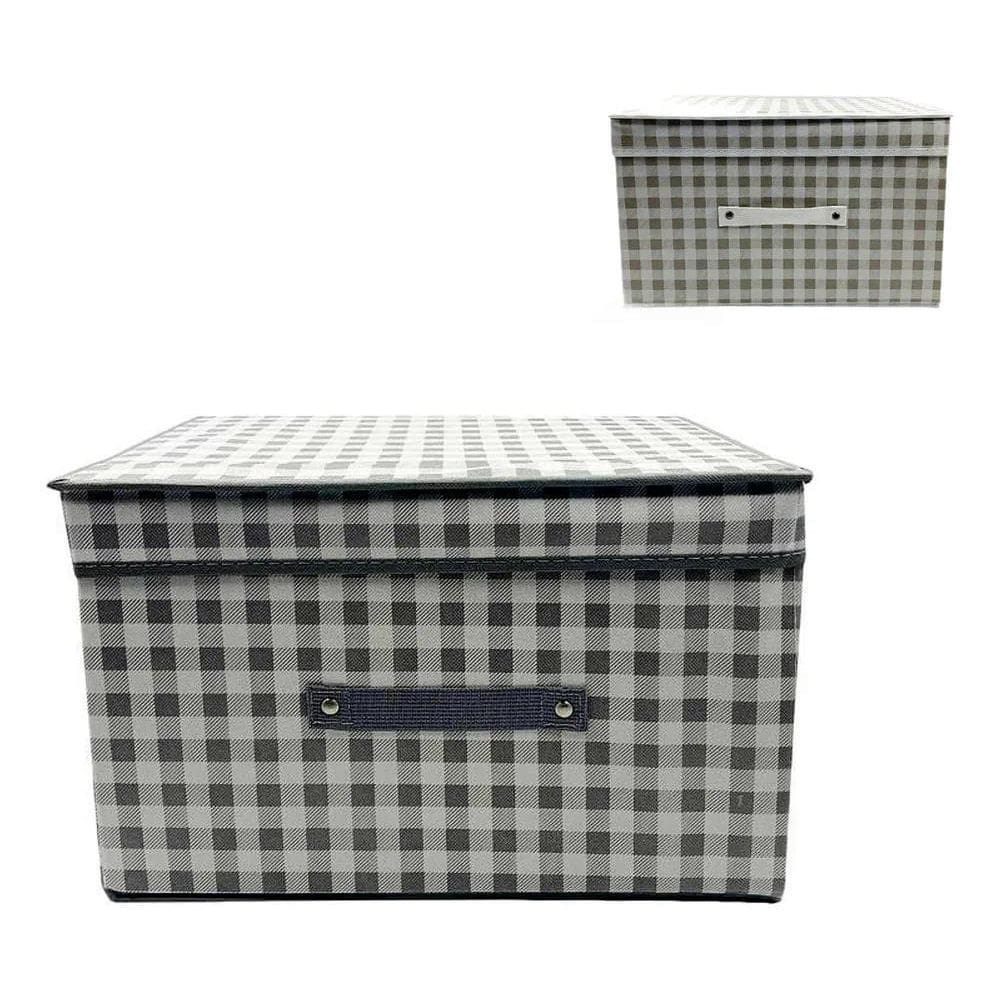 3X Caixa Organizadora Multiuso Com Tampa Tecido Dobrável Gra