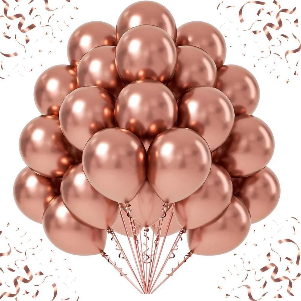 Kit 50 Un Balão Metalizado Bexiga Nº10 Festa Ani Rose Gold