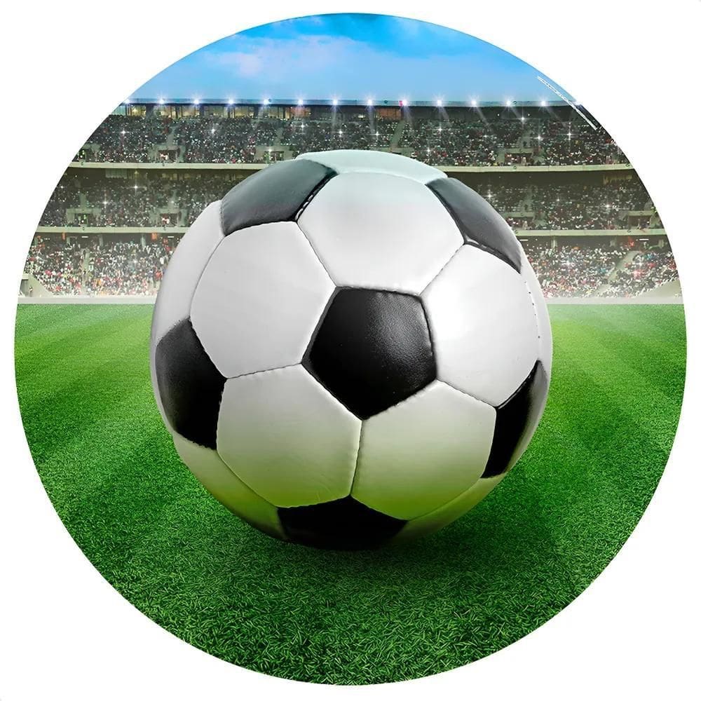 Painel Festa Redondo Sublimado Temático 3D Tec C/Elást Futeb