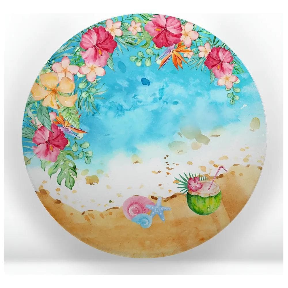 Painel Redondo Sublimado Em Tecido 1,5X1,5 Vários Tem Praia