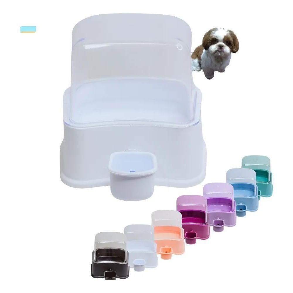 Bebedouro Cachorro Shitzu S/ Molhar Os Pelos Autom Branco