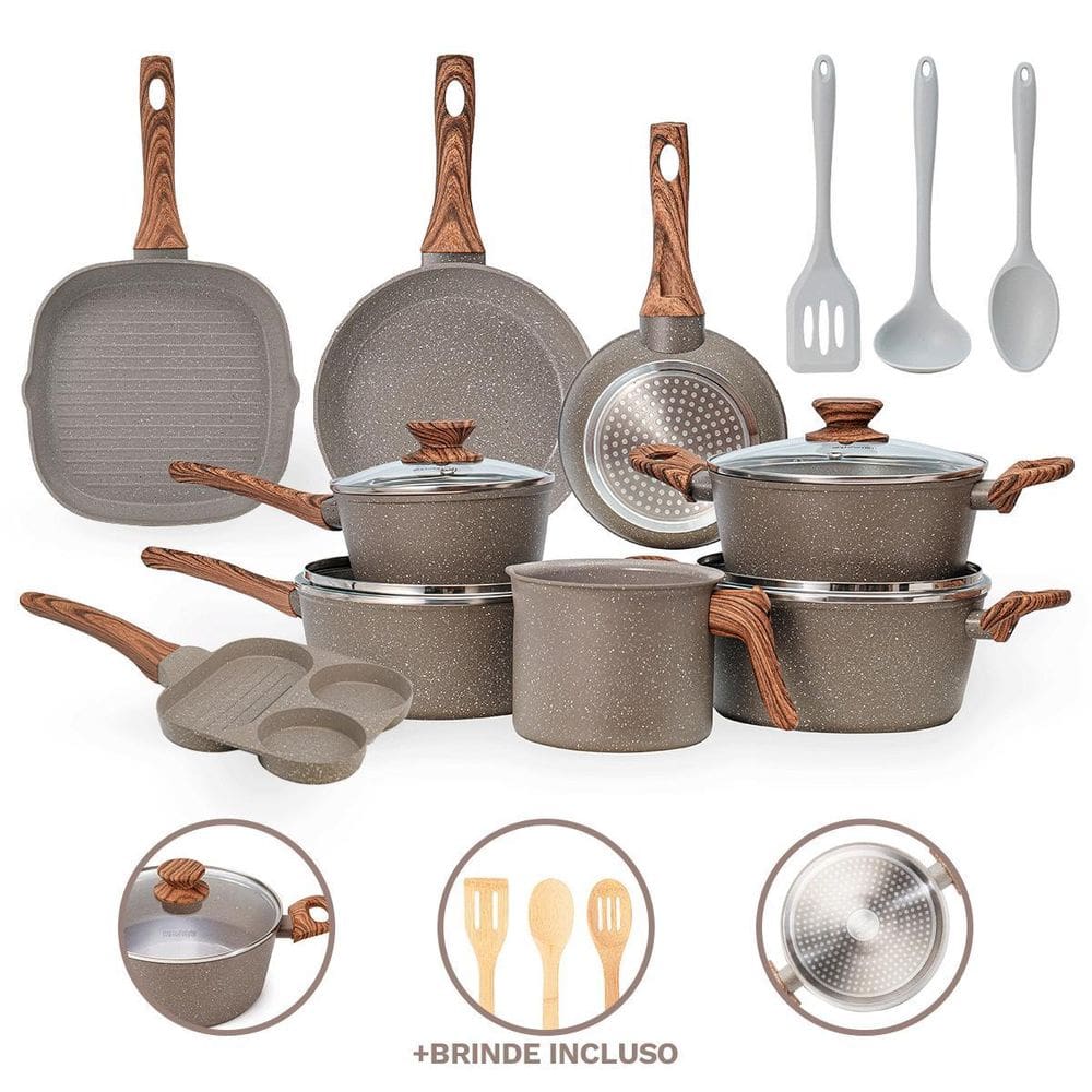 Jogo De Panelas 12 Pç Premium Indução Cerâmico - Grafito