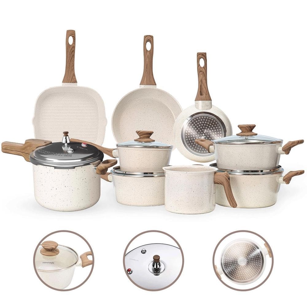 Jogo Panelas 9 Pç Premium 4Mm Indução Cerâmico - Vanilla