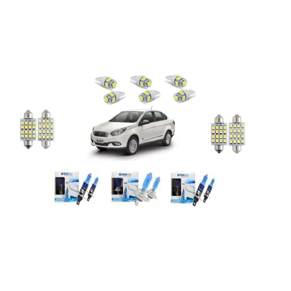Kit Lâmpadas Super Branca Grand Siena + Leds 2010 A 2018