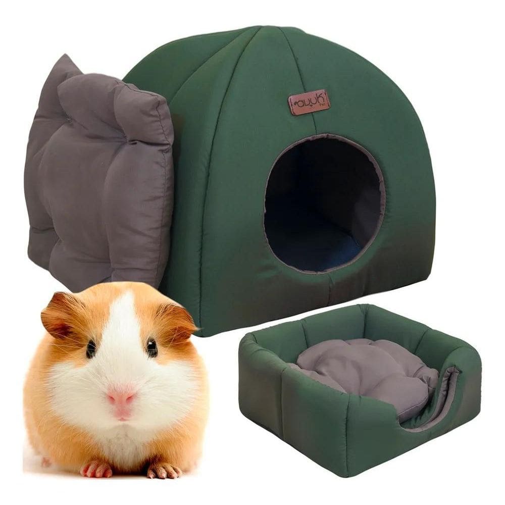 Toca + Almofada Para Chinchila Porquinho Da India Avuk Verde