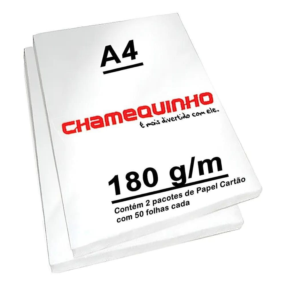 Papel Cartão Branco - Grosso 180G - Tamanho A4 - 100 Folhas