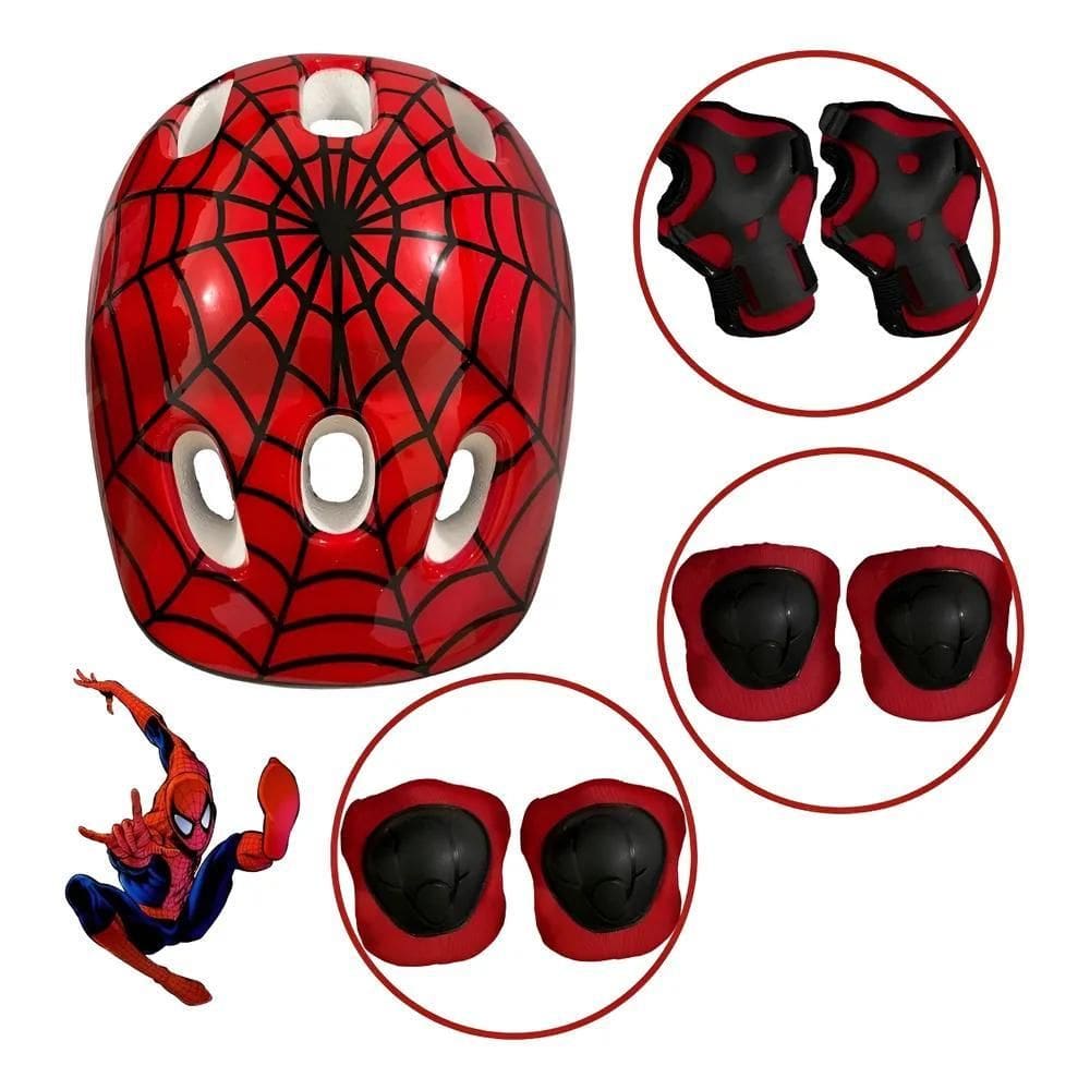 Kit De Proteção Bike Infantil Com Cap Homem Aranha Único