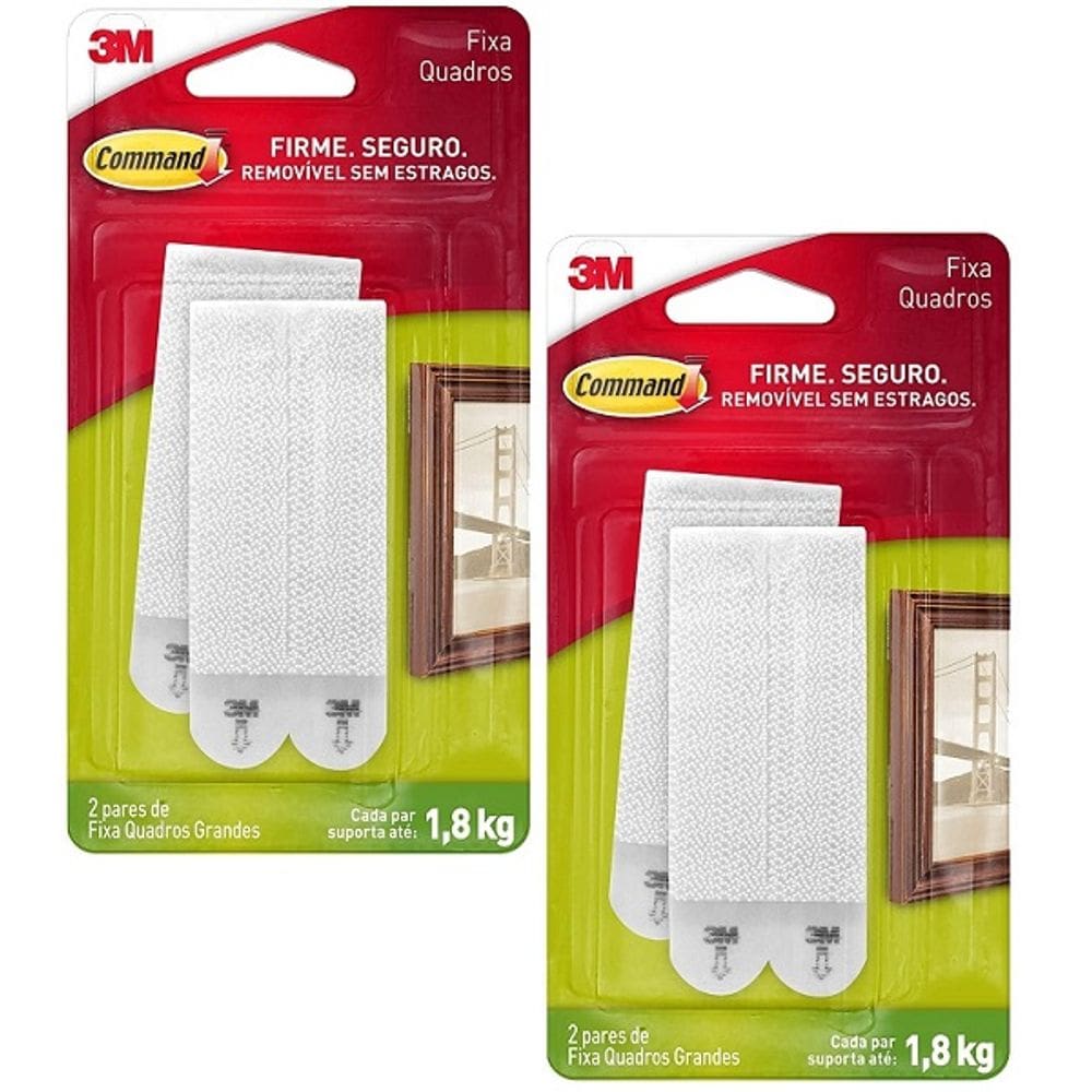 Kit com 4 Fixa Quadros Adesivo Command Grande ATE 1,8KG 3M