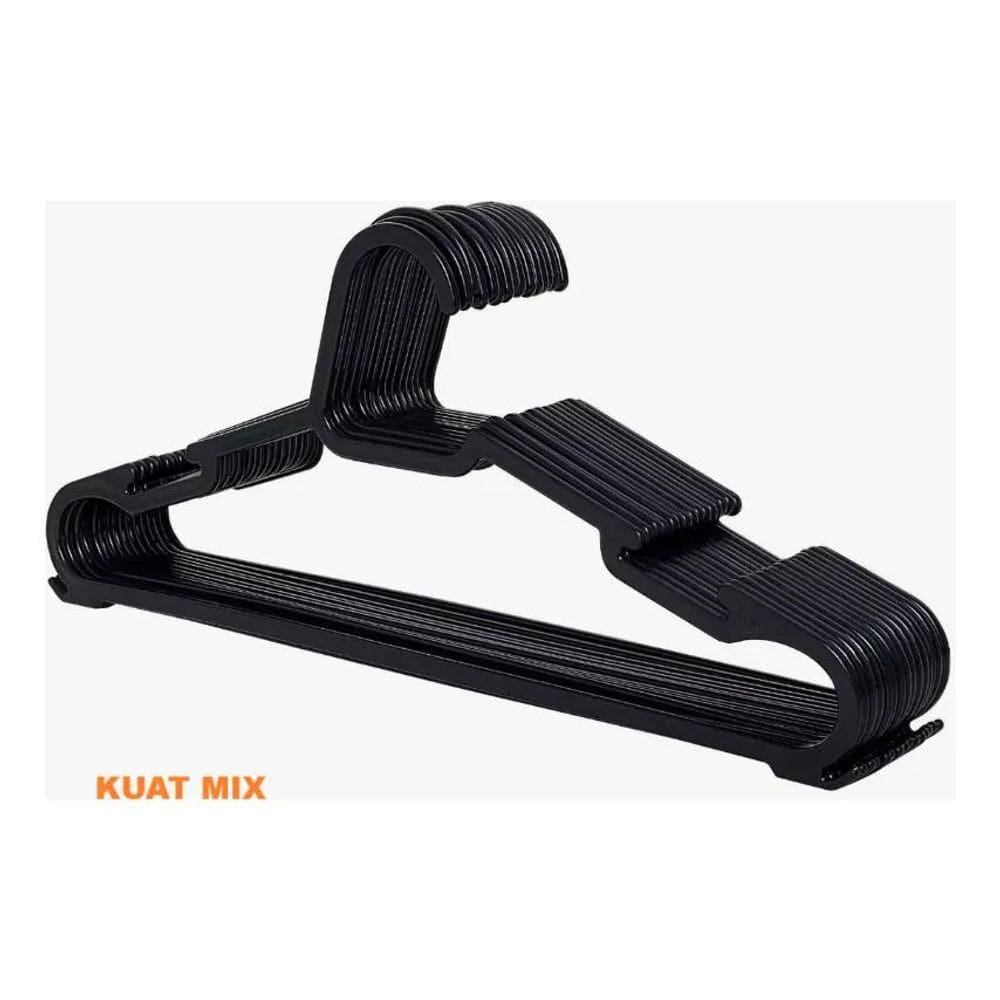 2X Kit 50 Cabide Adulto Preto Reforçado Organizador Combate