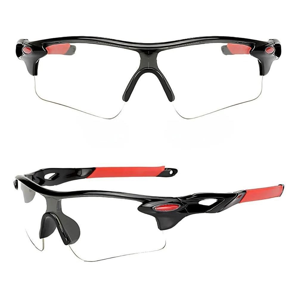 Oculos De Sol Esportivo Ciclismo Transparente Com Vermelho