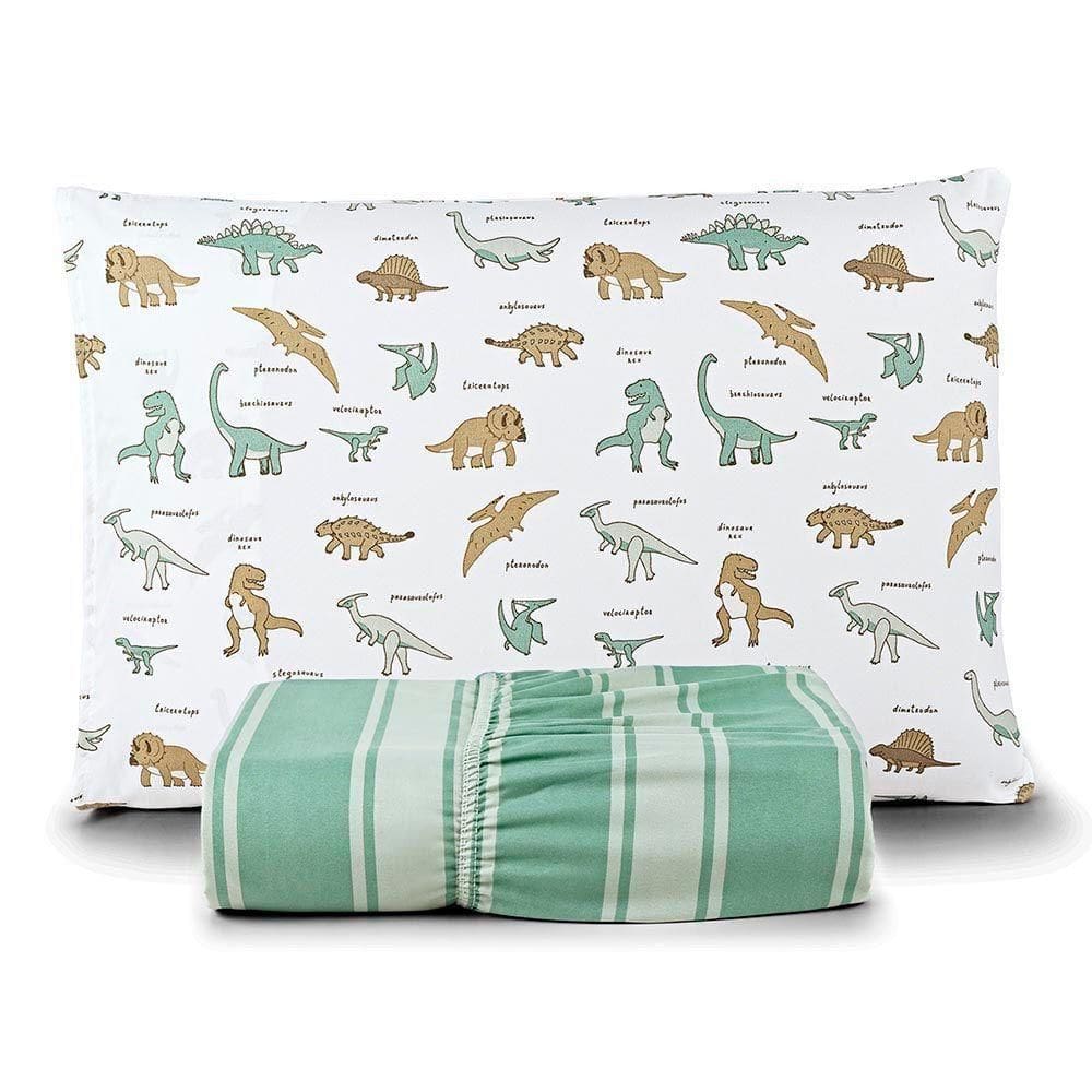 Jogo De Lençol Joy Kids Solteiro 2 Peças Micropercal 200 Fios Infantil - Dino World - 100% Poliéster