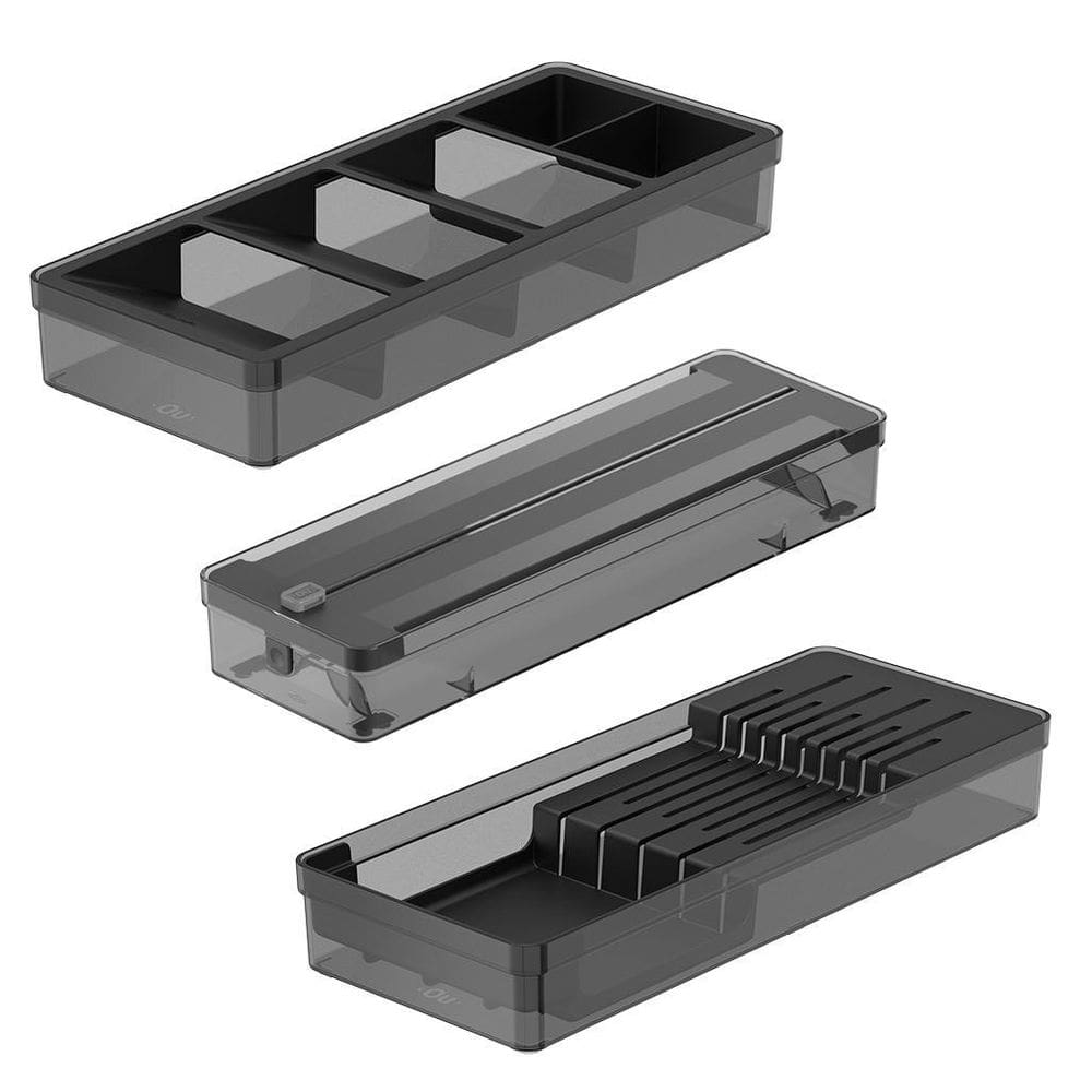 Kit Clear 3 Peças - Organizadores De Gaveta Talheres E Facas