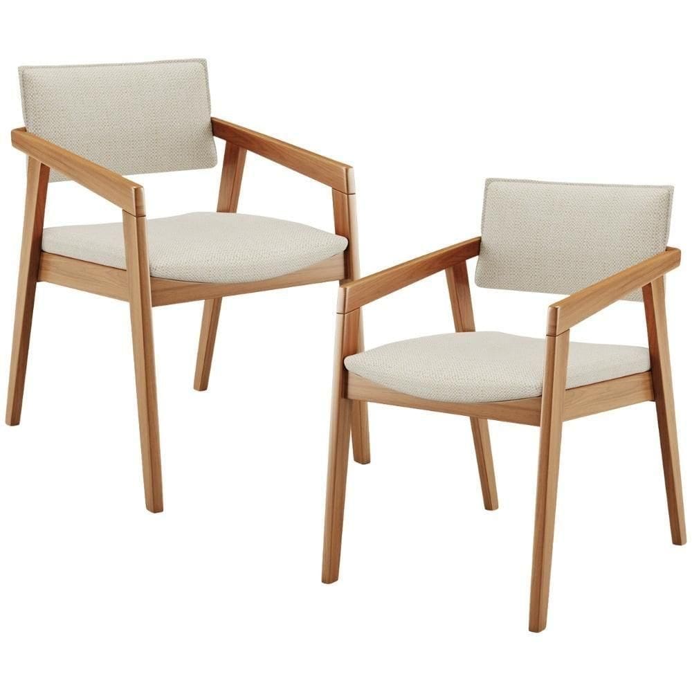 Kit 02 Cadeiras Para Sala De Jantar Estar Living Giorgia L02 Linho Champagne - Lyam Decor