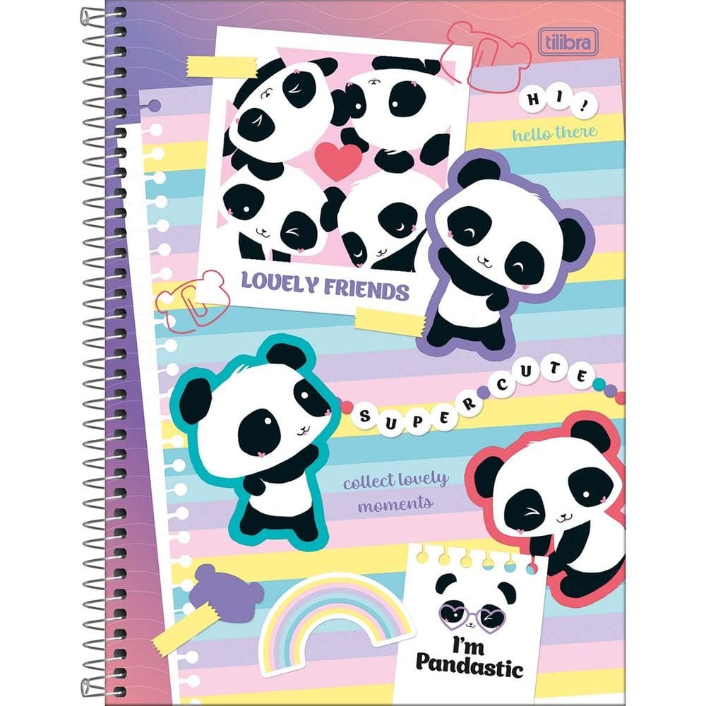 Caderno Universitário 80 Folhas Panda Pandinha Lovely Friend 1 Matéria - Tilibra | Fofo | Bichinho