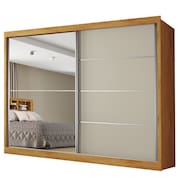 Guarda Roupas Casal 2 Portas de Correr com Espelho 4 Gavetas Flex 100% MDF Austria