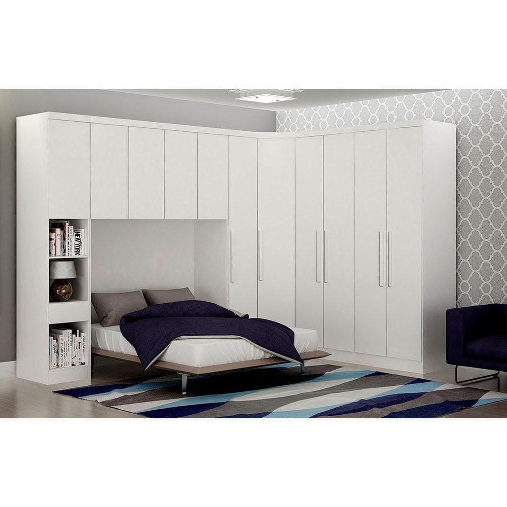 Guarda-Roupa Modulado Casal Safira 005 Em MDF Clic Móveis Branco