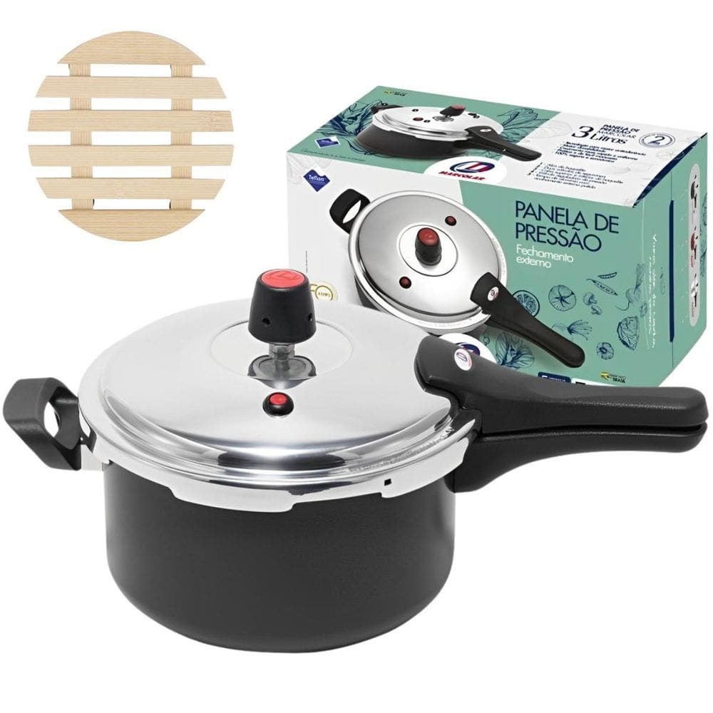 Panela De Pressão 3L Fechamento Externo + Descanso De Panela