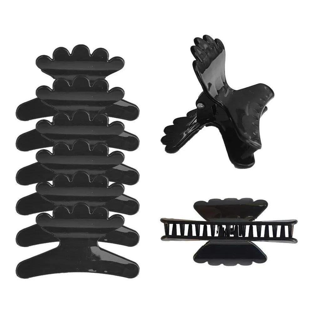 6 Piranhas Salão Grande Prendedor Para Cabelo Várias C Preto