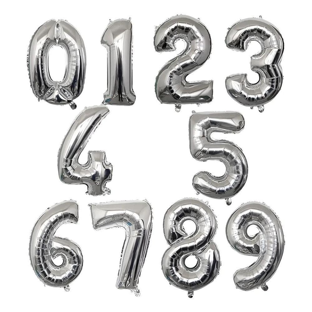 Balão Bexiga De Número Prata Metalizado - 40 Cm 3