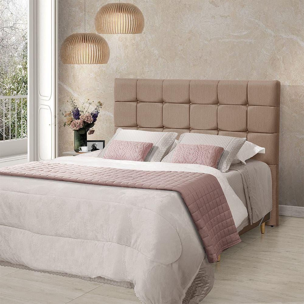 Cabeceira Cama King Estofada 1,93 - Maia Linho Capuccino