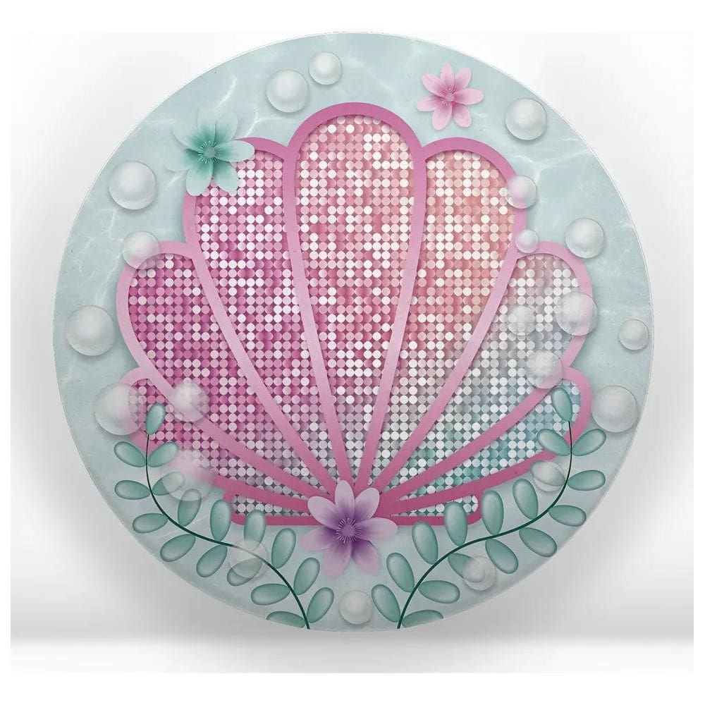 Painel Redondo Sublimado Em Tecido 1,5X1,5 Vá Sereia Concha