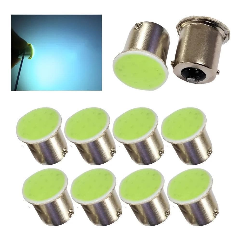 Kit 10 Lampada Cob Led Ba15S 1 Polo Co Azul/Cristal