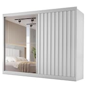 Guarda Roupas Casal 2 Portas de Correr com Espelho Ripado 100% MDF 4 Gavetas Malta