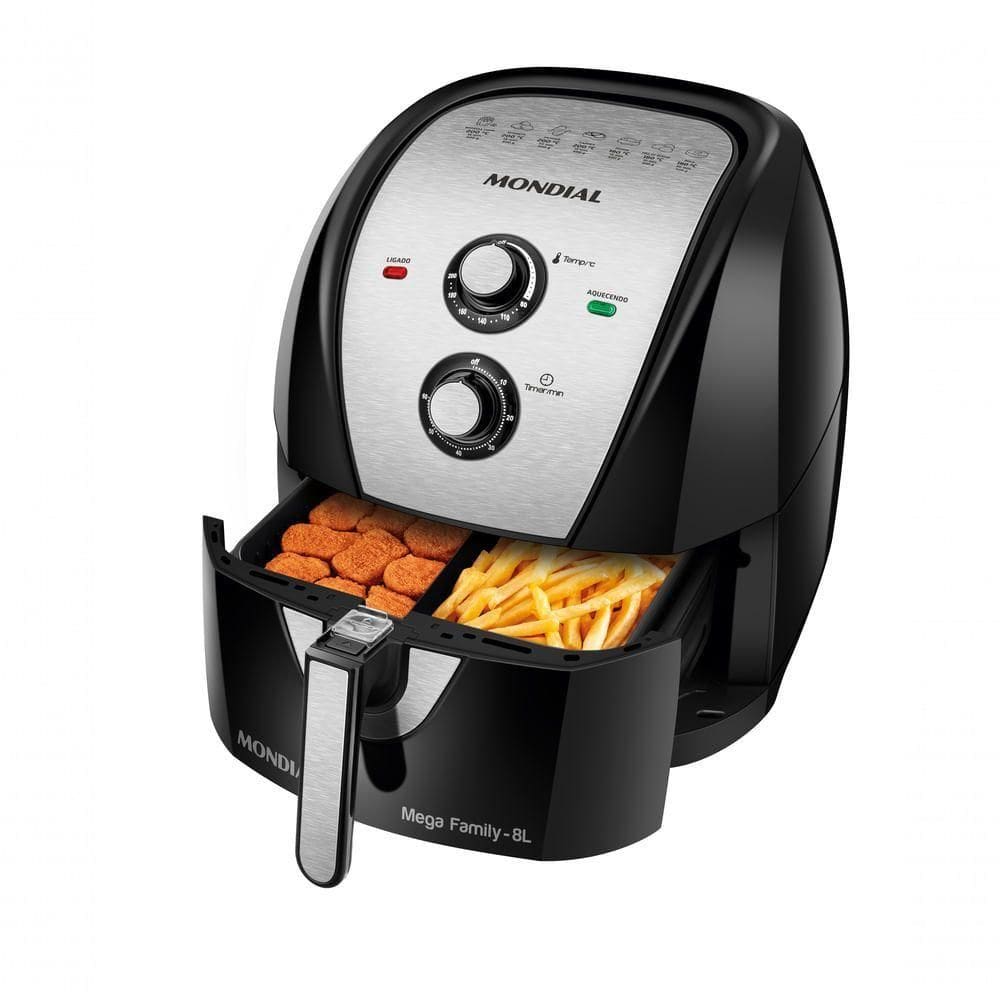 Fritadeira Sem Óleo Air Fryer 8L Mondial Preto/inox 1900W AFD-80-BI 110V