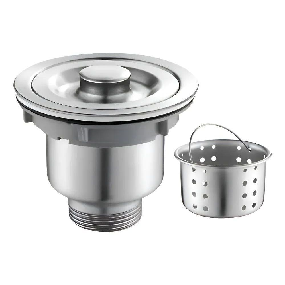 Válvula De Pia Cuba Ralo 4 1/2 Com Cesto Removível Aço Inoxi