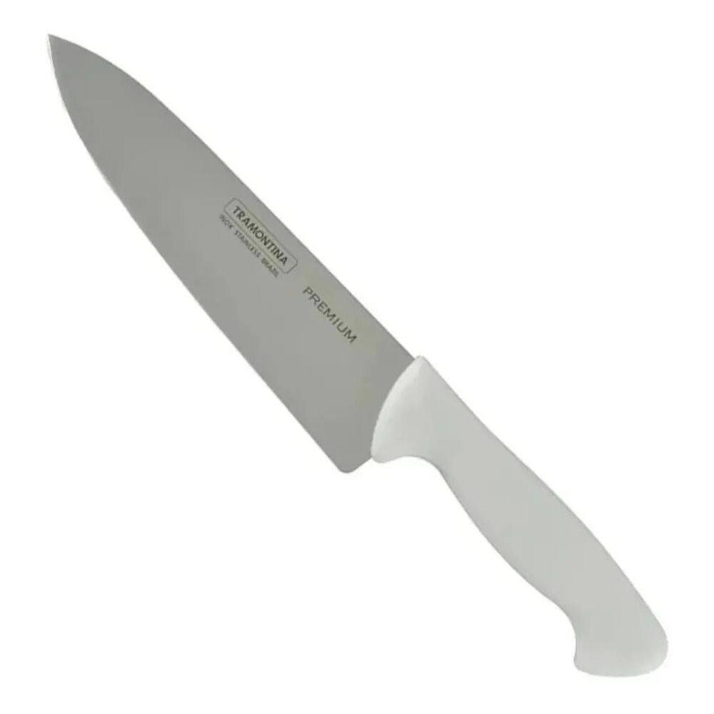 10X Faca Inox Açougueiro Cabo Branco 8`` Chef Premium Tramo