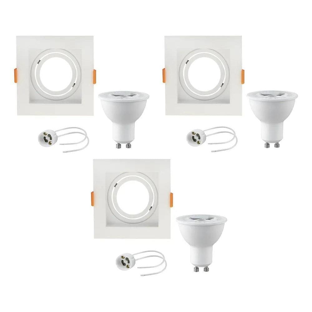 Kit3 Spot Embutir Dicroica Mr16 Recuado 6500K Luz Branca 6.