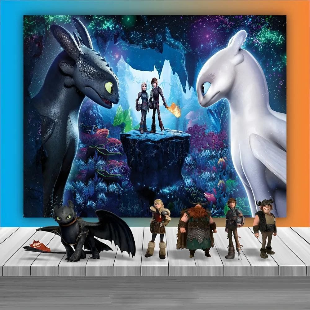 Kit Festa Infantil Painel + Displa Como Treina Dragao