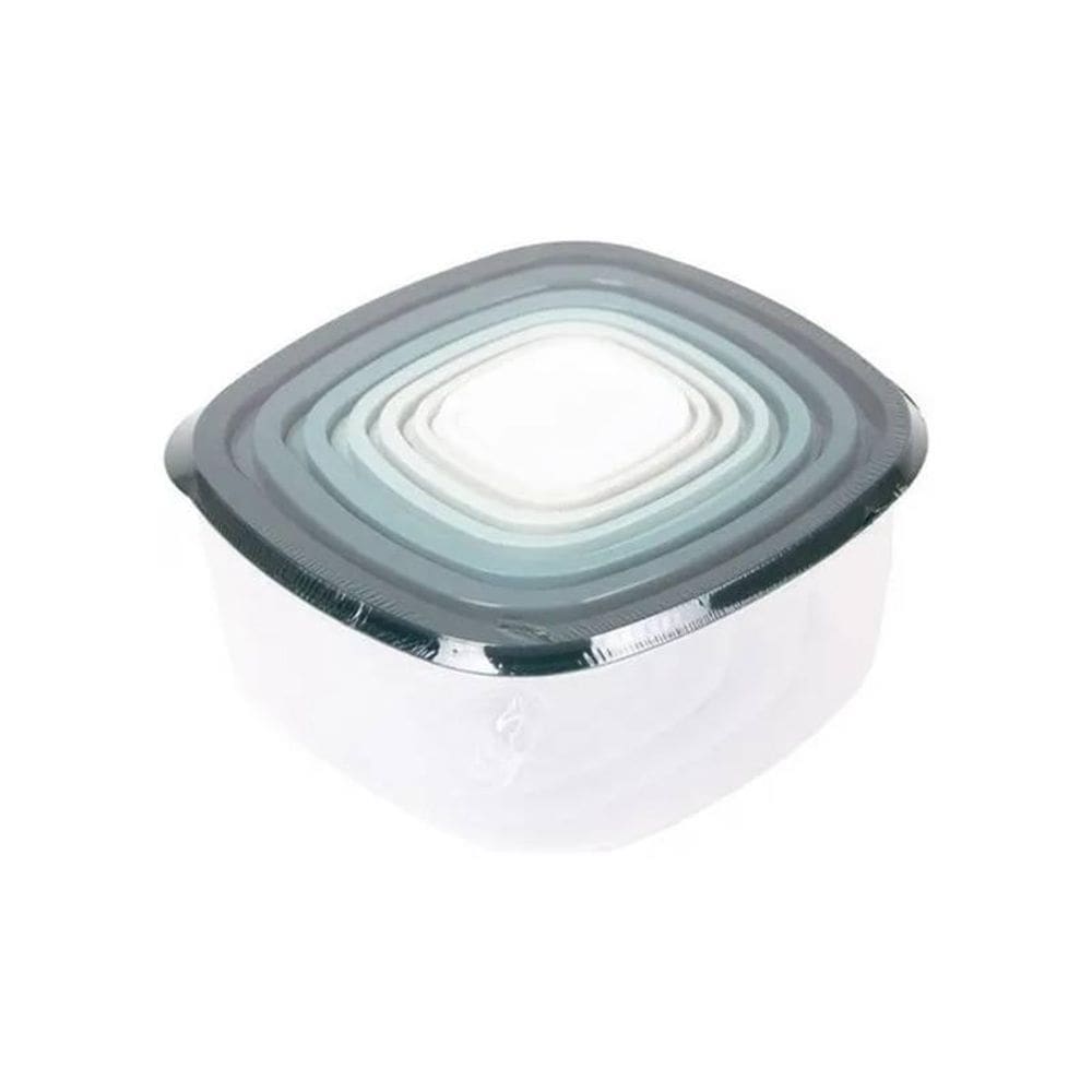 Conjunto 7 Potes Quadrado Com Tampa 100Ml Até 04 Litros