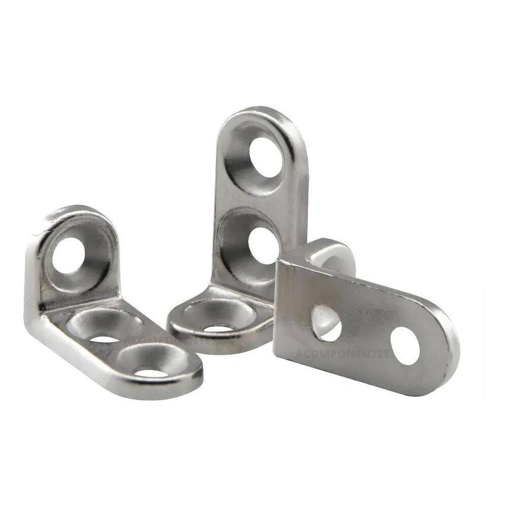 100 Cantoneira Branca 13X20 3 Furos Metal Zamac Refo Niquel