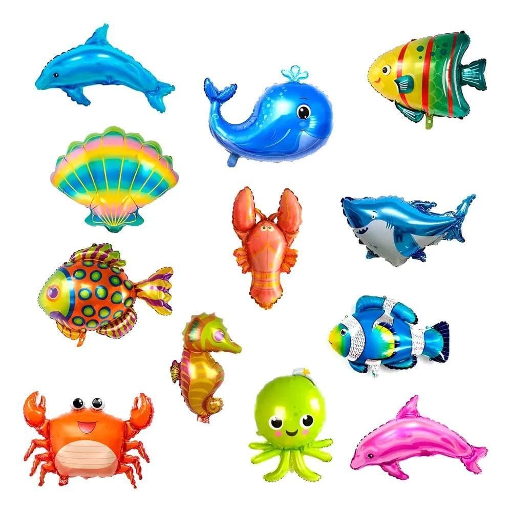 Balão Bexiga Metalizado Fundo Do Mar 12 Unidades 30/4 Sortid