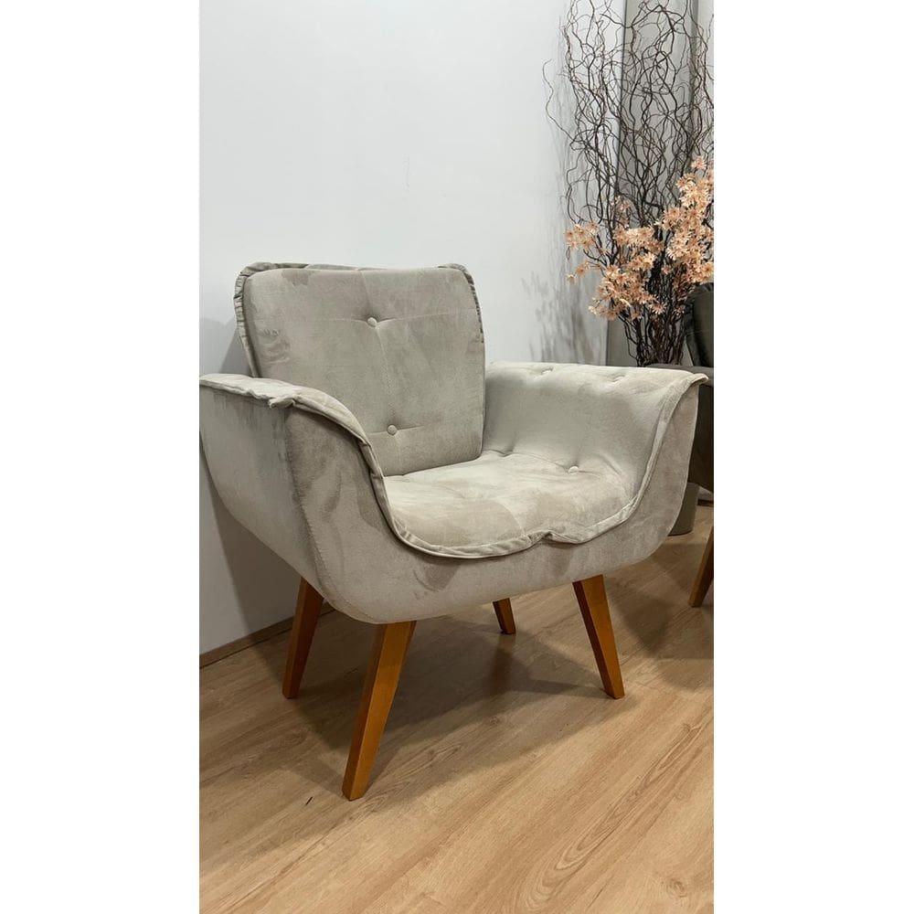 Poltrona Decorativa 1 Lugar Bege 501 Rebeca