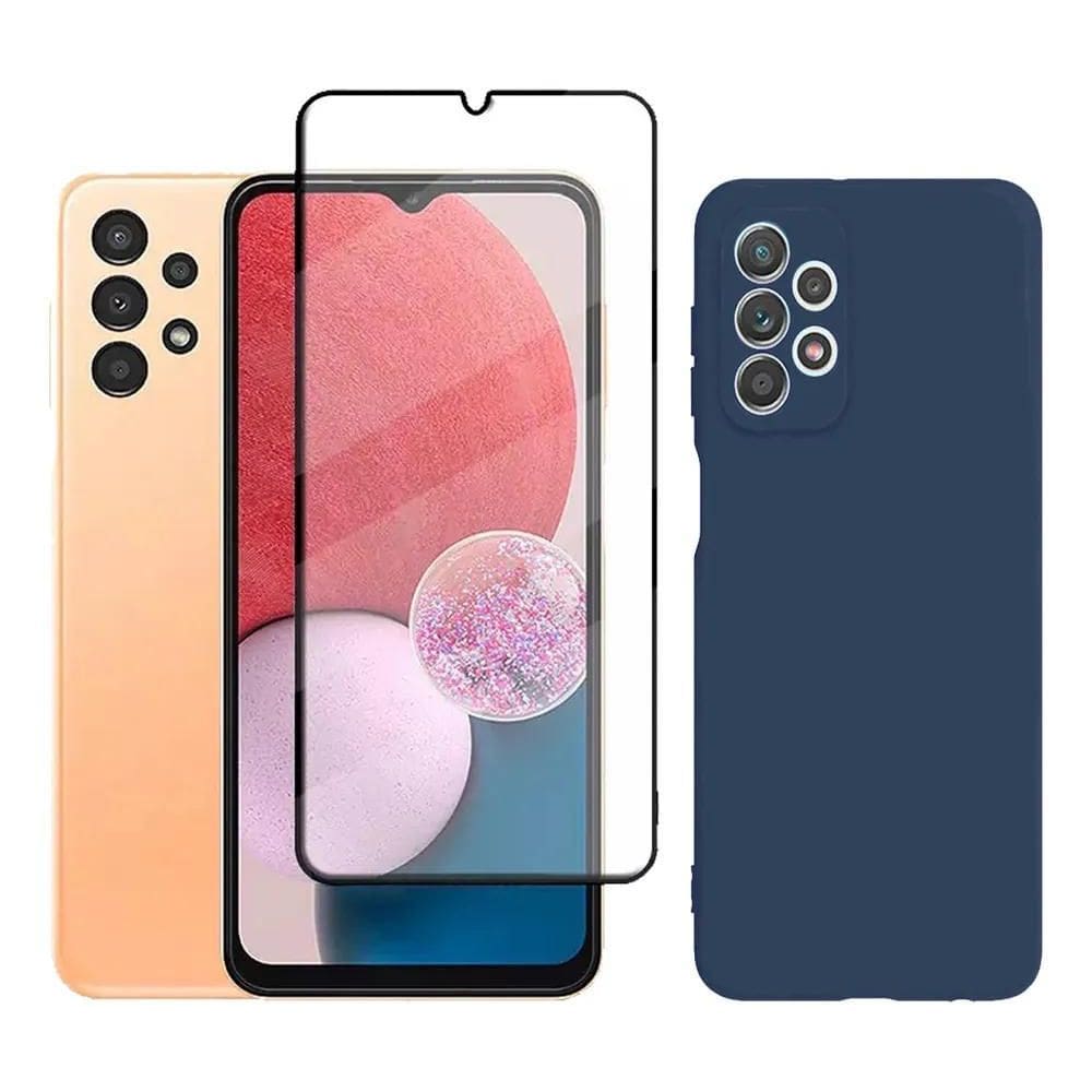 Capa Capinha Case Aveludada + Película 3D Para Ga Azul-Marin