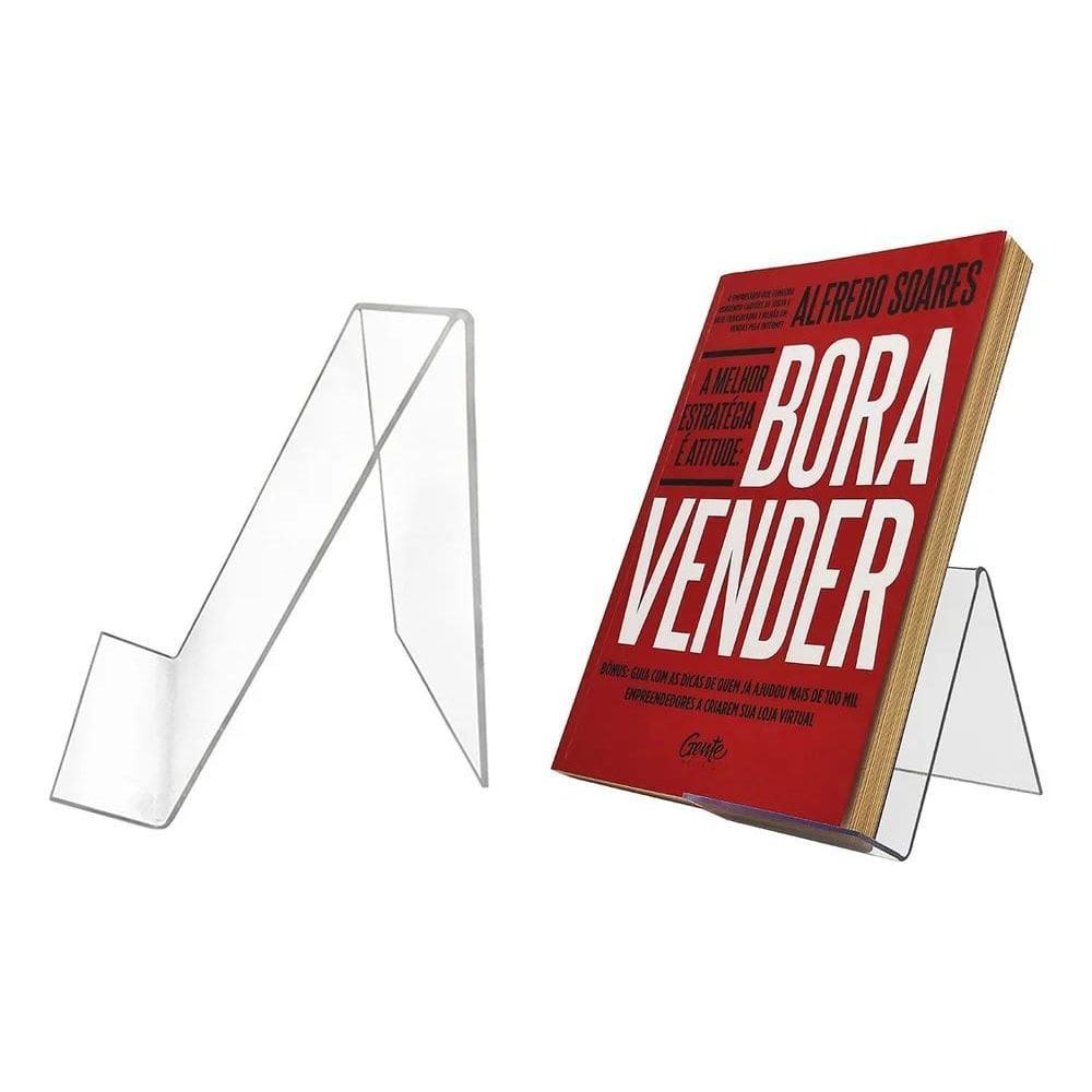 5 Suportes Expositores Livros Dvds Tablet Agenda Acrilico Ps