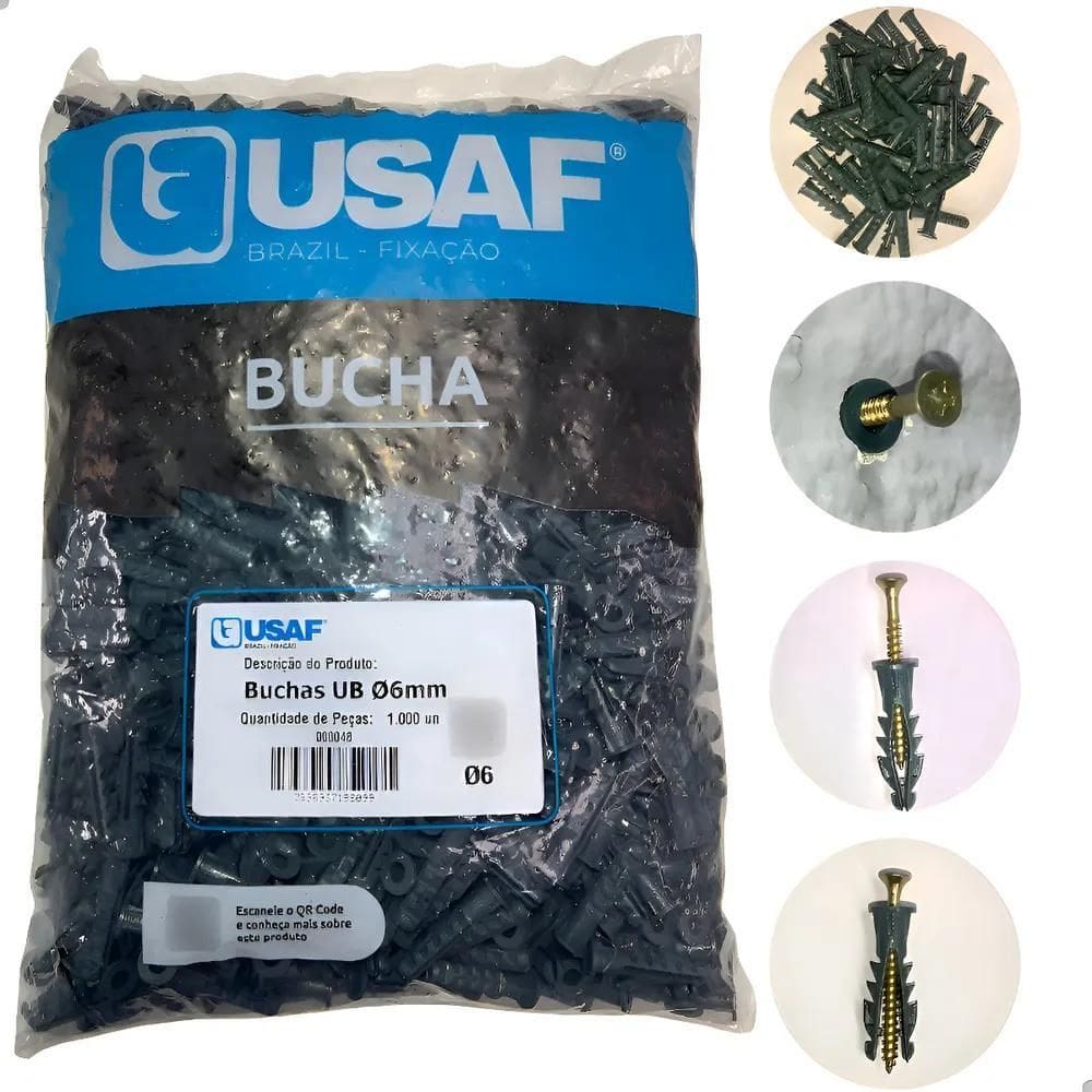 Bucha Sem Parafuso Com Aba Anel 6Mm Com 1000 Peças