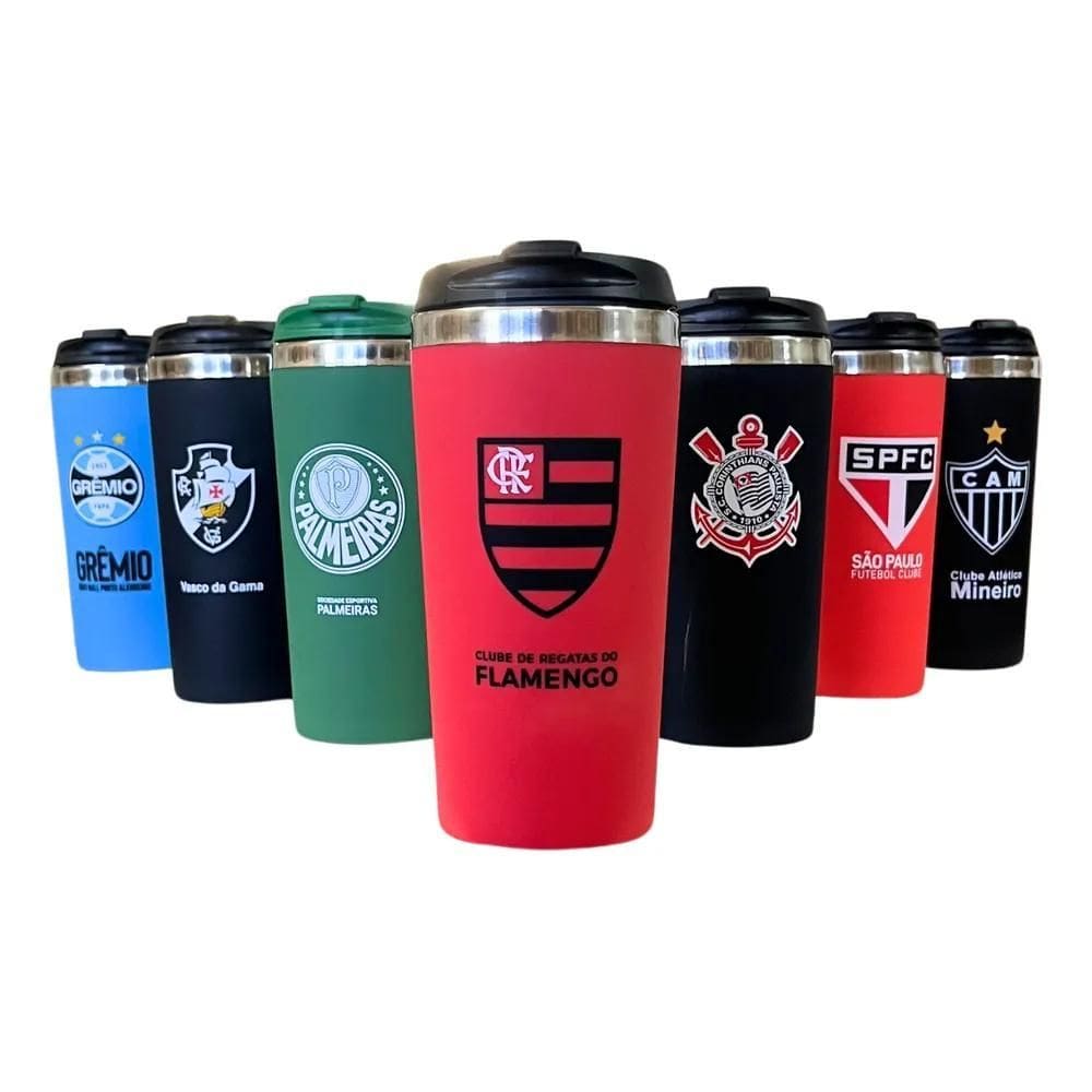 Copo Térmico Emborrachado Inox 450 Ml Dos Times De Futebol