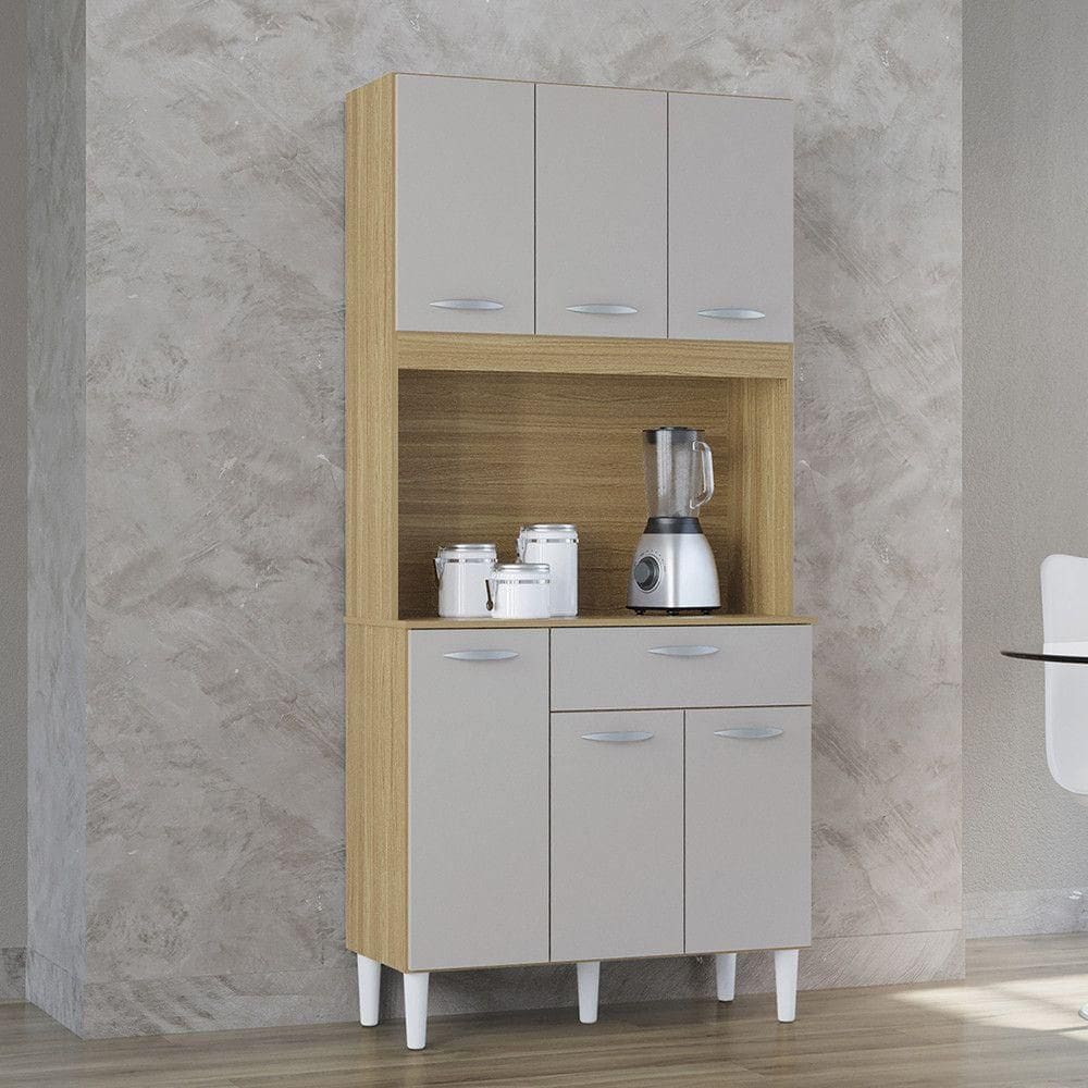 Cozinha Compacta Cassia 6 Portas 1 Gaveta Poquema Damasco/off White