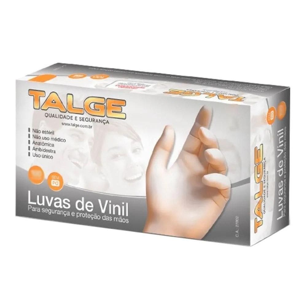 Luvas Descartáveis Talge Com Pó Cor Transparente Tamanho P C