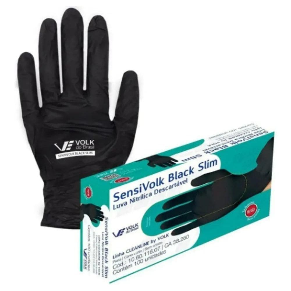 Luva Nitrílica Sensi Black Slim Caixa C/100 Unidades - P 7