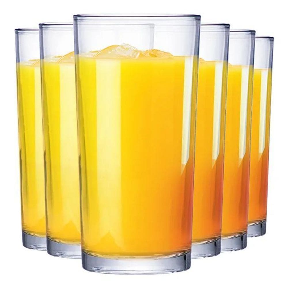 Jogo De Copos De Vidro Long Drink Para Água E Suco 255Ml 6Pc