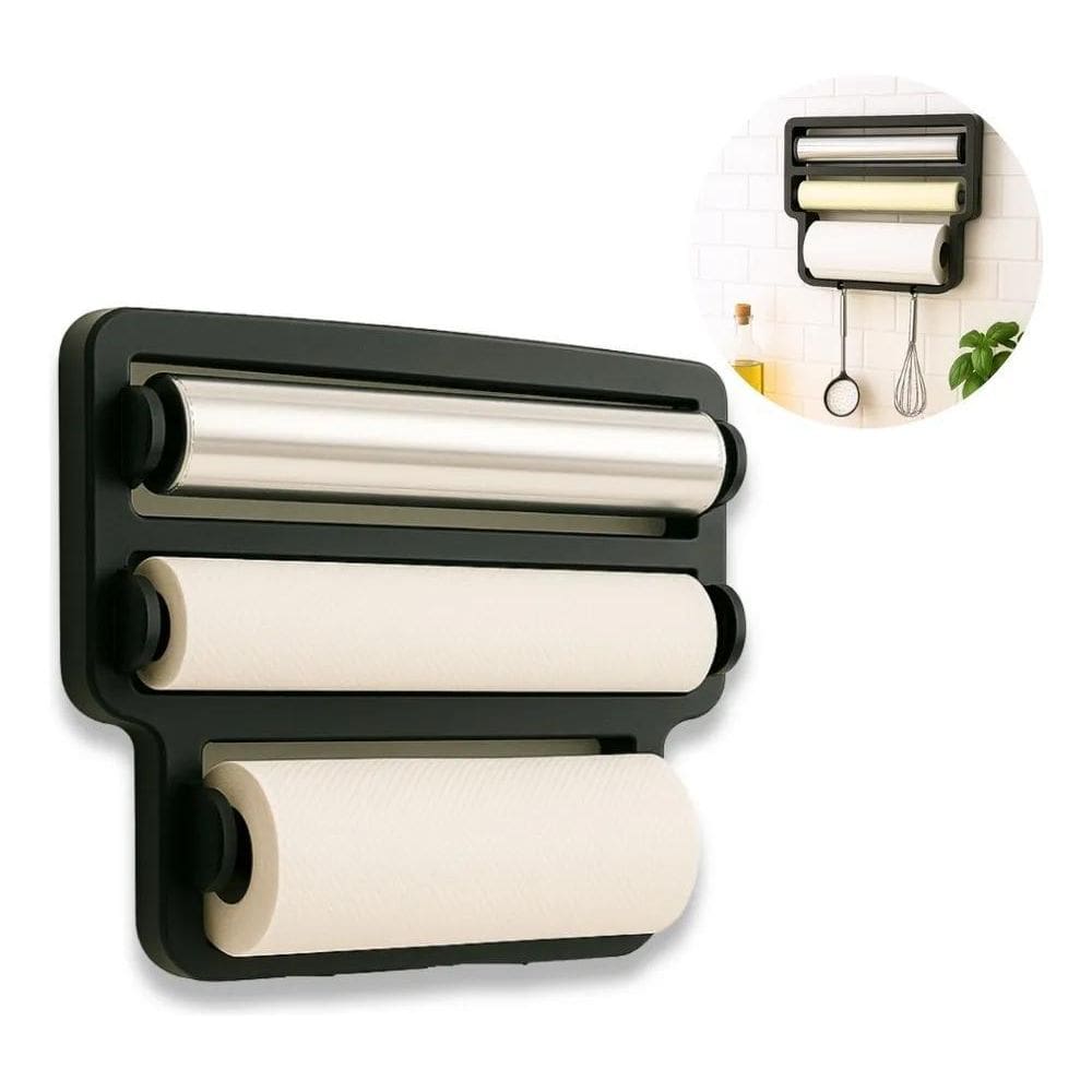 Porta Papel Toalha Alumínio Suporte Rolos Cozinha De Parede